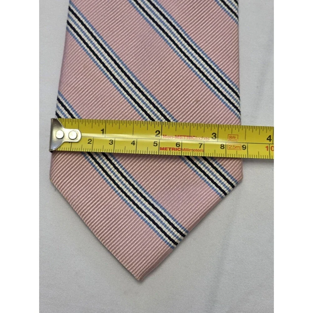 Jos. A. Bank 100% Silk Woven Striped Classic Pointed Tie Pink Blue Black